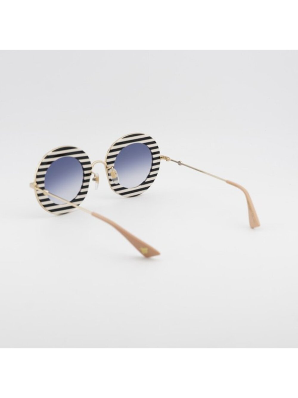 Gucci GG0113S 008 Sunglasses Black Round Frame, Blue Gradient Lenses - Picture 4 of 11